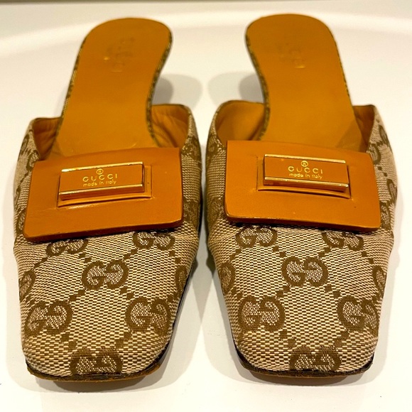 Vintage Gucci GG Monogram Slip-On Kitten Heel Mules - Picture 5 of 14